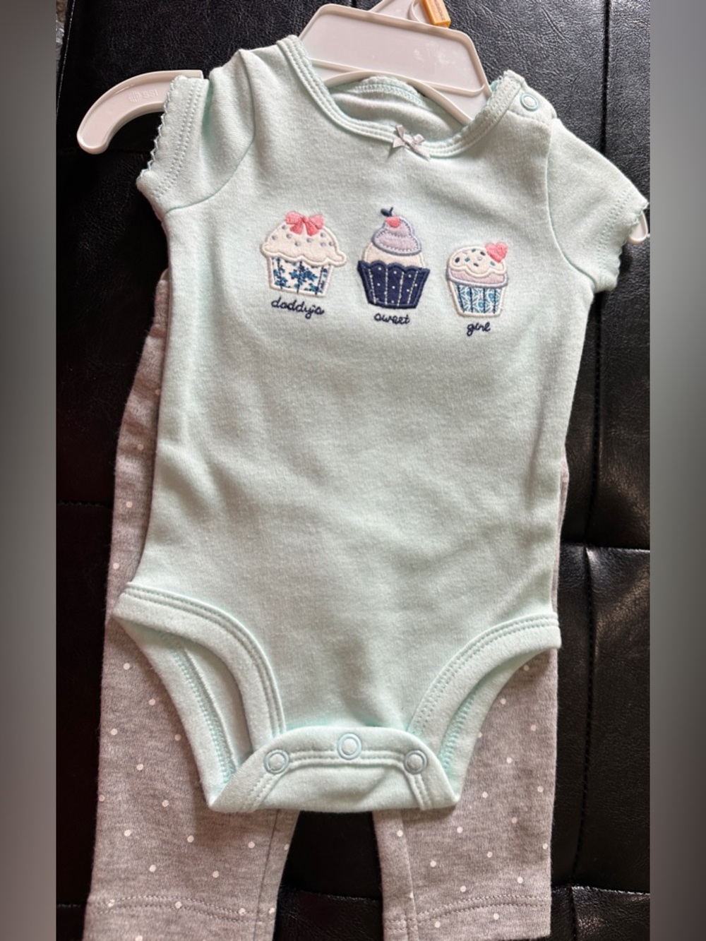Carters Baby Girls Mint Cupcake 2 pc Outfit Newborn NWOT